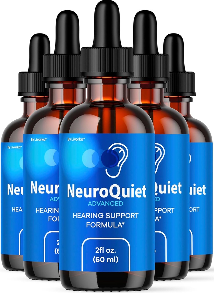 (5 Pack) Neuroquiet Drops - Officiële Neuroquiet dagelijkse gehoorondersteuning Alle natuurlijke schone vloeistof geavanceerde formule voor oorgezondheid, auditieve helderheid en binnenoorbalans beoordelingen, 5 flessen voor 5 maanden