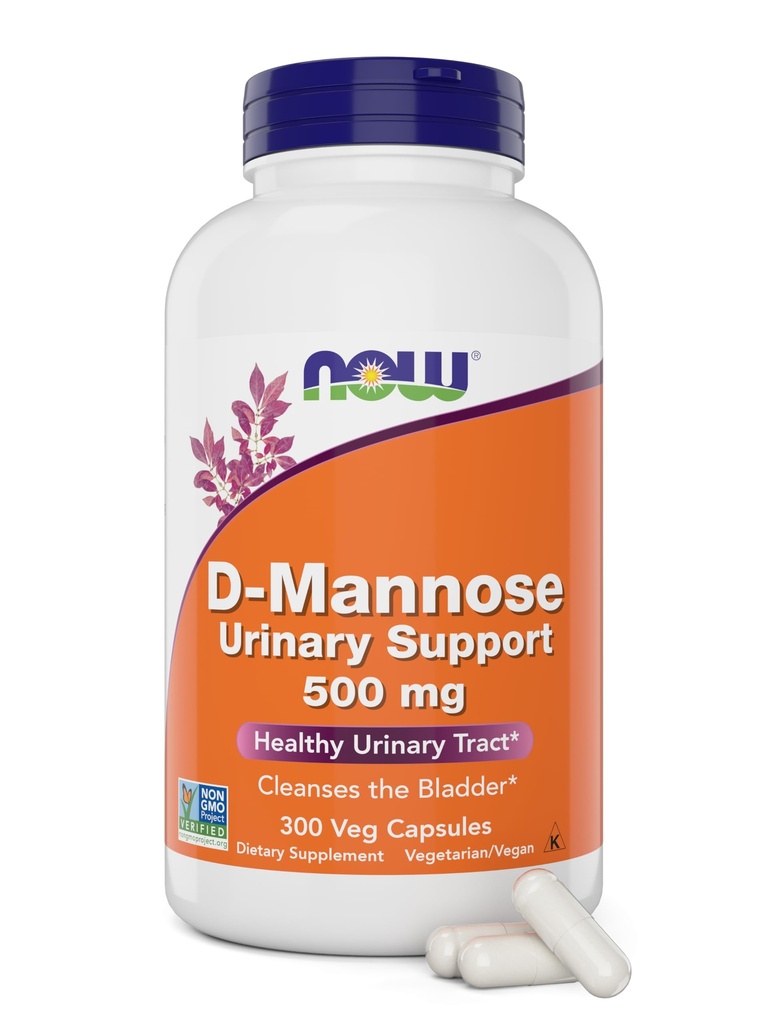 Nu D-Mannose 500 mg, 300 capsules - Veganistisch, niet GGO-supplement voor vrouwen en mannen - Ondersteunt gezonde urinetrek, Reinigt de blaas