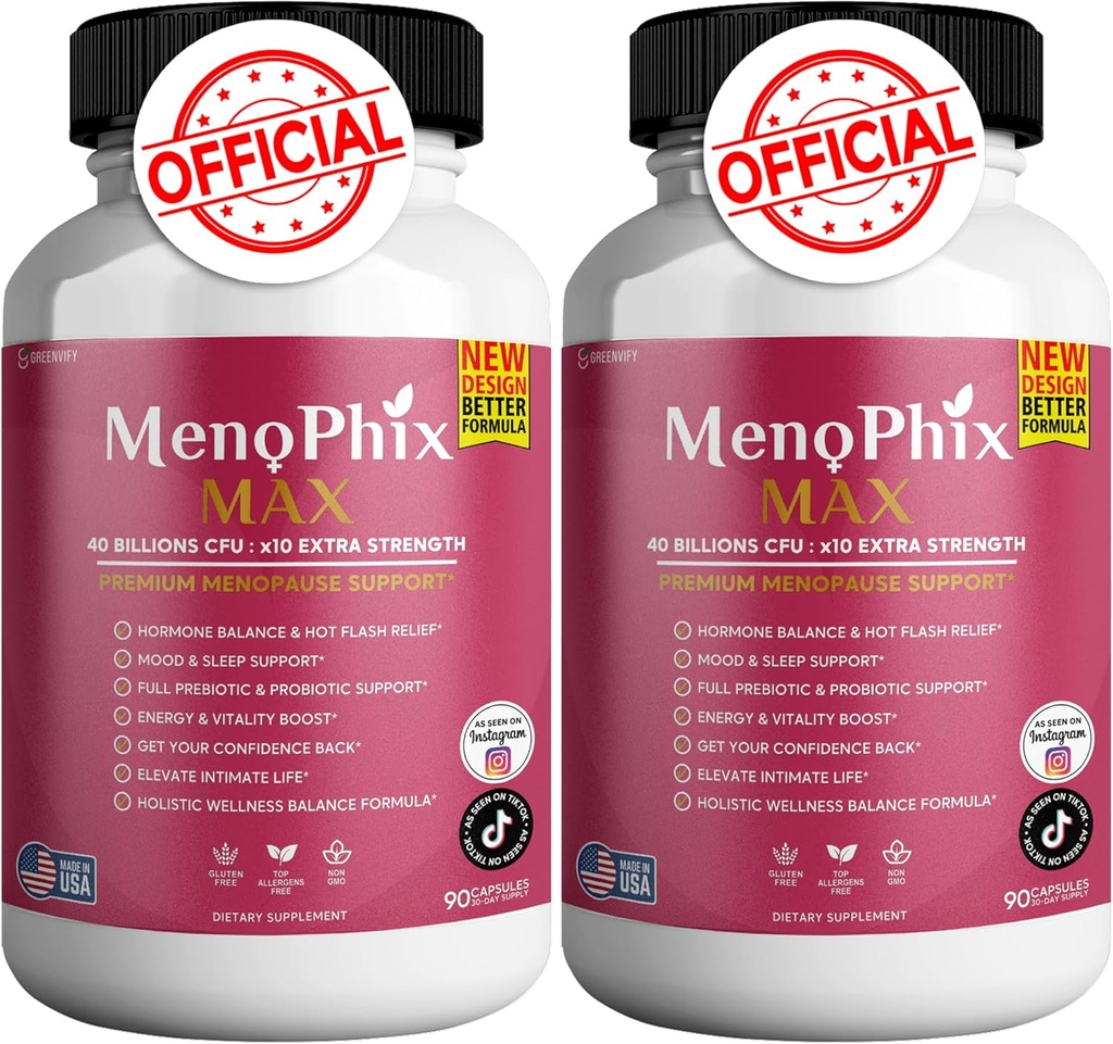 MenoPhix Max Premium Menopauze-ondersteuningssupplement, 40 miljard CFU, extra sterkte, 180 capsules (2)