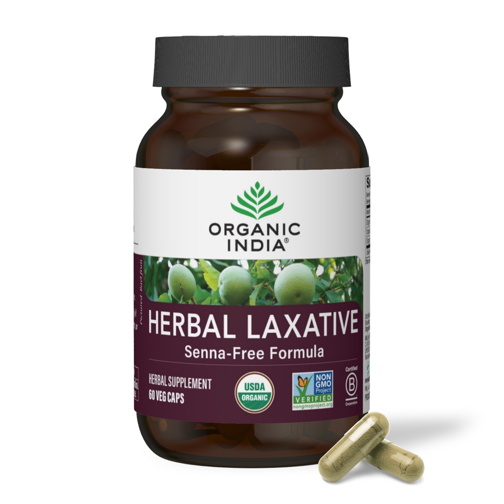 ORGANISCHE INDIA Herbal Laxative Supplement - Natural Laxative for Constipatie, Herbal Laxative Capsules, Constipatie Relief for Women and Men - USDA Certified Organic, Non-GMO, Vegan - 60 Capsules