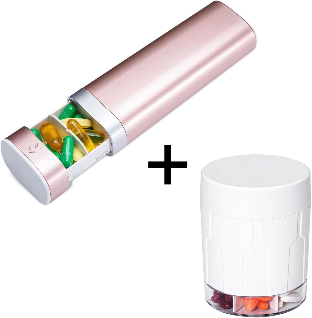 Betife XL Pill Organizer - Reiskoffer - 7 afdelingen - Maandelijks Med - 21 etiketten - Stijlvol en draagbaar