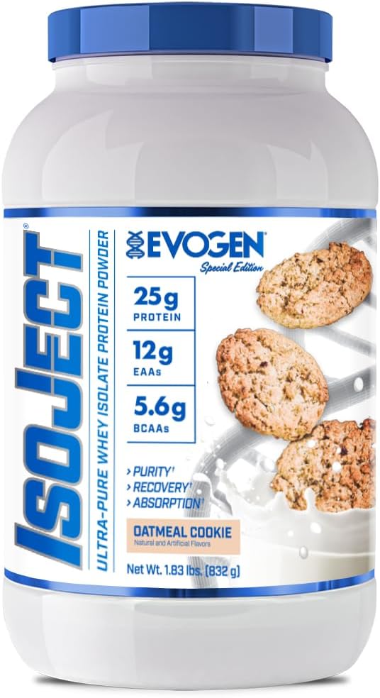 Evogen Isoject - Whey Protein Isolate | Ultra-Pure Whey Protein Powder with Ignitor Enzymes, BCAAs, and EAAs | Enhanced Absorption & Recovery | Oatmeal Cookie | 26 Servings