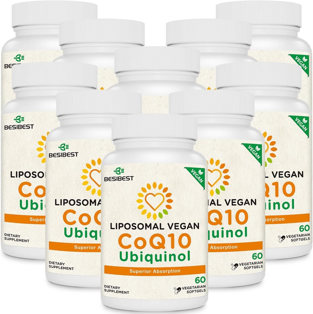 1000 mg Liposomale CoQ10 Ubichinol, 600 Vegan Softgels, Hoge Absorptie Ubichinol CoQ10 Supplement, Actieve Antioxidant Vorm van Co-enzym Q10 voor Hartfunctie en Energieproductie