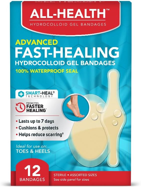 All Health Advanced Smart Healing Hydrocolloid Gel Bandages, Assorted Sizes, 12 ct 