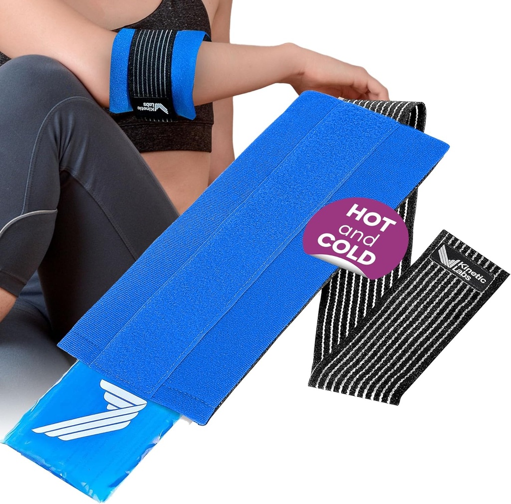 Ice Pack Wrap with Elastic Strap by Kinetic Labs - Hot Cold Gel Pack for Injuries - Reusable Ice Pack for Neck Foot Enkel Hoofd Pols Leg Shoulder Arm Thigh Knee Surgery (Regular)