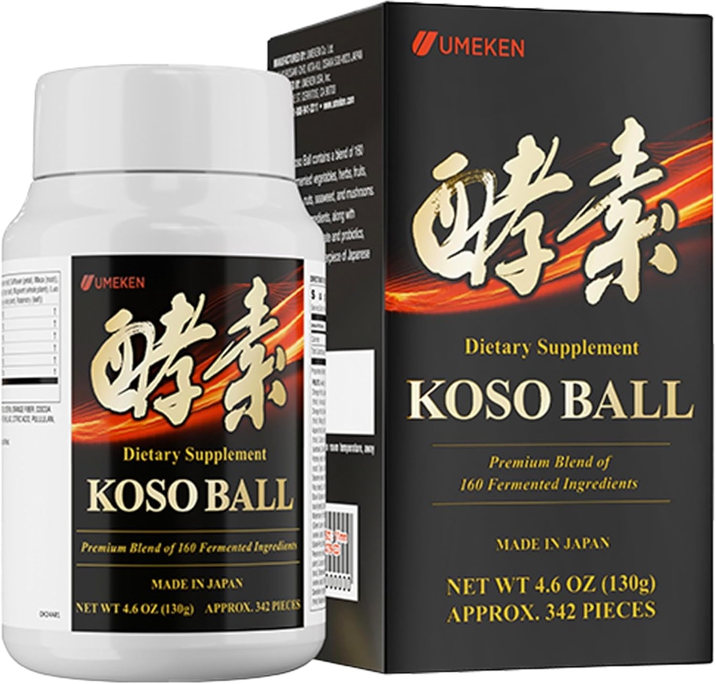 Koso Bal Geïnfundeerd met Pure 160 Gefermenteerde Ingrediënten, Ondersteunt Maag & Intestine Health, Immune Health, Japanse Supplementen voor Algehele Wellness & Balanced Voeding, Kleine 342 Stukken, Pack van 1