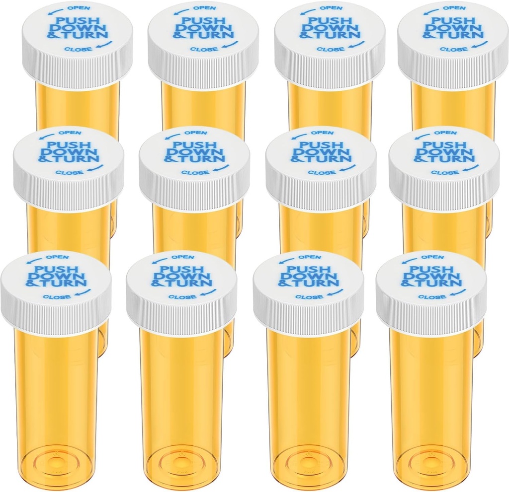 Lege Plastic Medicine Pillenflessen met Child Resistant Caps (12 Pack), 8 Dram Kleine Prescription Vial Medicine Containers Reizen pil flessen Duidelijke pil Case Organisators