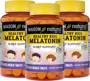 MASON NATUURLIJKE GEZONDE Kids Melatonine, voor kinderen, Ondersteunt een gezonde slaap, snelle acting, fruit smaak, 60 Quick Solution Tablets (pakket van 3)