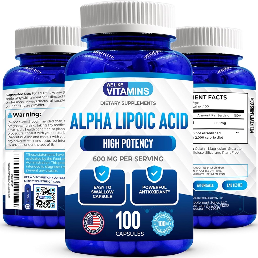 We houden van vitamines Alpha Lipoïne Acid 600 mg capsules - 100 porties - Alpha Lipoïne Acid Capsules helpt ondersteuning van de gezamenlijke gezondheid en antioxidant gezondheid samen met gratis radicale bescherming
