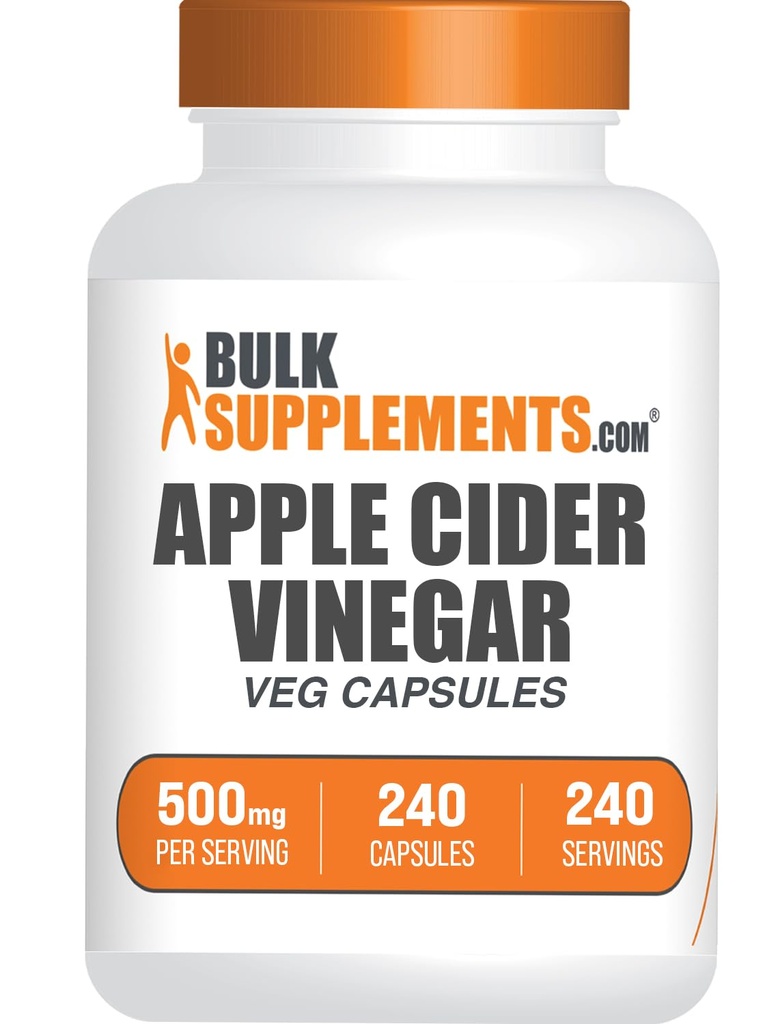 BulkSupplements.com Apple Cider Vinegar Capsules - ACV Capsules, Apple Cider Vinegar Supplementen, Apple Cider Vinegar 500mg - Glutenvrij, Capsule per portie, 240 Capsules (verpakking van 1)