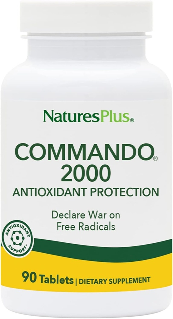 Natures Plus Commando 2000-90 Tablets - Antioxidant Protection - Ondersteunt Hersenen, Circulatoire Functie & Immuunstelsel - Vegetarisch, Glutenvrij - 45 porties