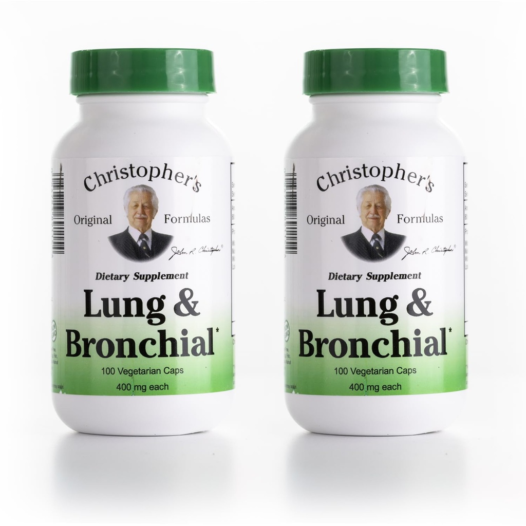 Christopher's Original Formulas Lung & Bronchial Formula - Lung Cleanse for Smokers - Ondersteunt Ademhalingssysteem met synergistische Blend of Herbs - Pack of 2