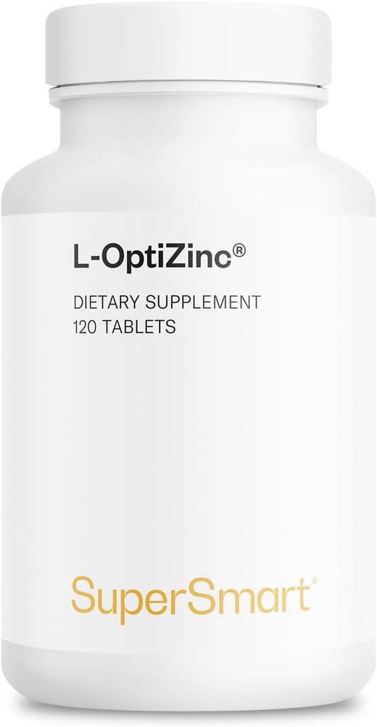 SuperSmart - L-OptiZinc 30mg par jour (breveté et très biodisponible) - Supplément de méthionine de zinc - goût doux naturel.