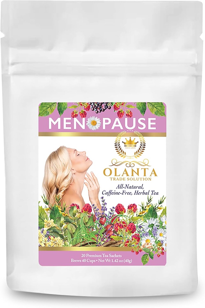 Thé à la ménopause - Flashs chauds Relief à la ménopause naturel, suppléments à la ménopause pour les femmes pour les flashs chauds et les sueurs de nuit, herbes de soutien à la ménopause - 20 sachets de thé Premium