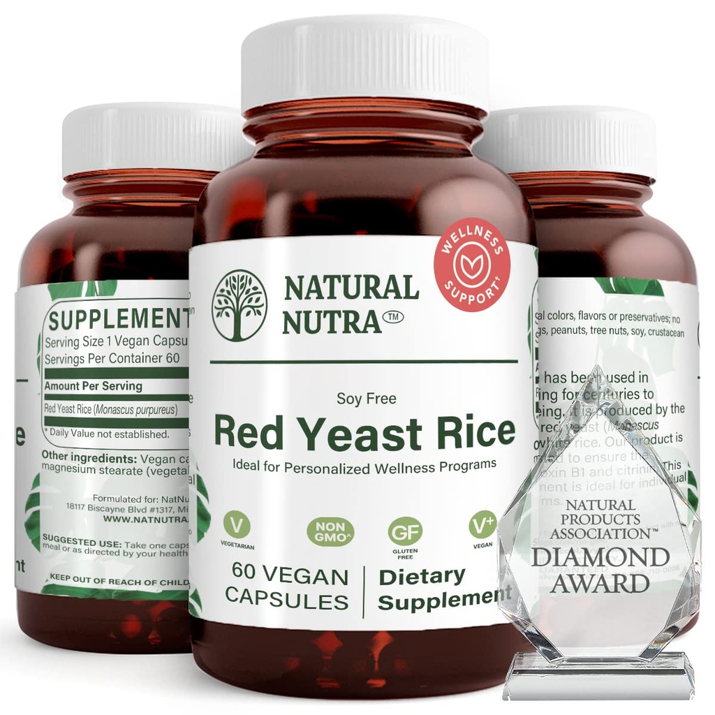 Natuurlijke Nutra Rode Gist Rijst Extract, Cardiovasculair Ondersteuning, helpt Immuniteit te verbeteren, helpt handhaven Lichaamsvet & Fluid Flow, Verbeter de spijsvertering, Glutenvrije Supplementen, 600 mg, 60 Capsules (2 Pack)