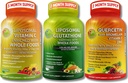 Complete op planten gebaseerde antioxidant & Immune Support Bundle - Liposomale vitamine C 1500mg + Liposomale glutathion 500mg + quercetine met bromelaïne, zink en vitamine C 