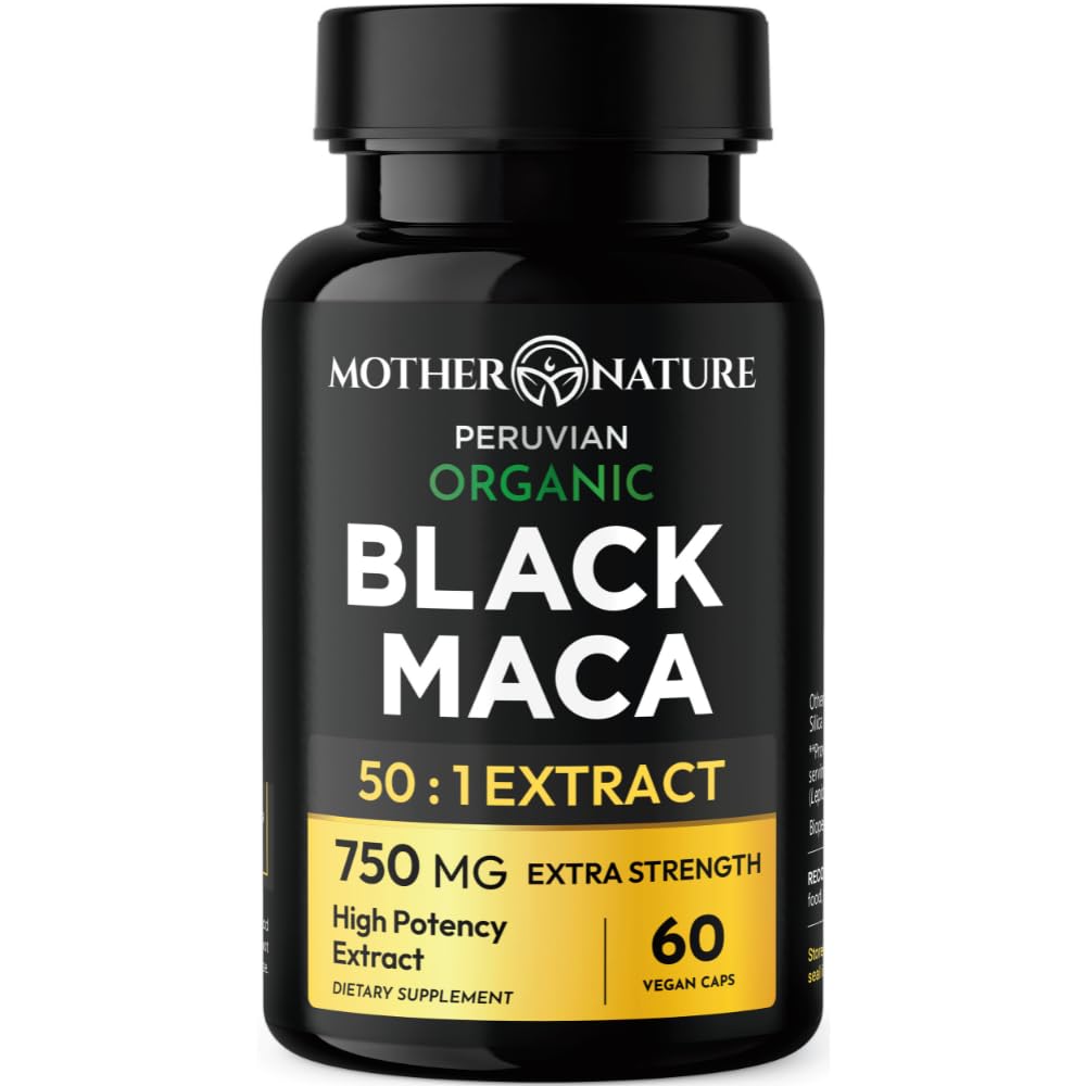 Zwarte Maca Root 50:1 Extract 37.500mg 60 Capsules Biologische Peruaanse Maca Peruana Supplement voor mannen 