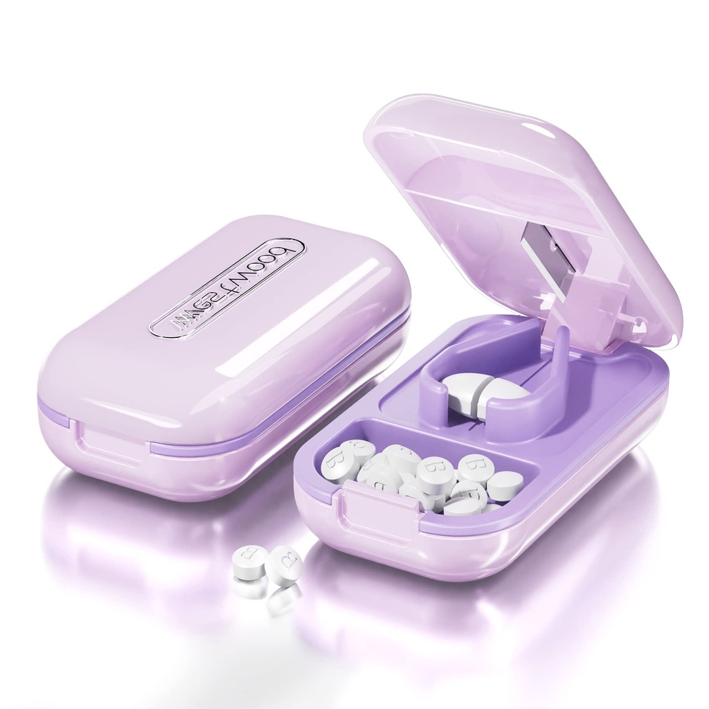 DUBSTAR Small Pill Cutter, Pill Cutter Splitter voor kleine en kleine pillen, Portable Pretty Pill Cutters voor grote pillen, Snijdt Vitaminen Tablets voor Purse Pocket (Pill Cutter, Paars)