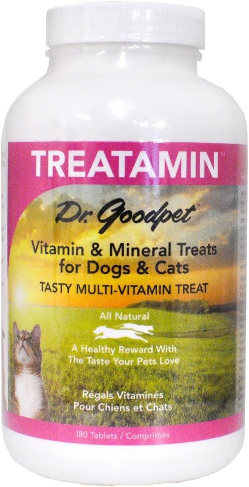 Dr. Goodpet Treatamine - Delicious Alle Natuurlijke Gezonde Vitamine/Mineral Treats voor Honden & Katten met Geiten Melk Wei- 180 tabs