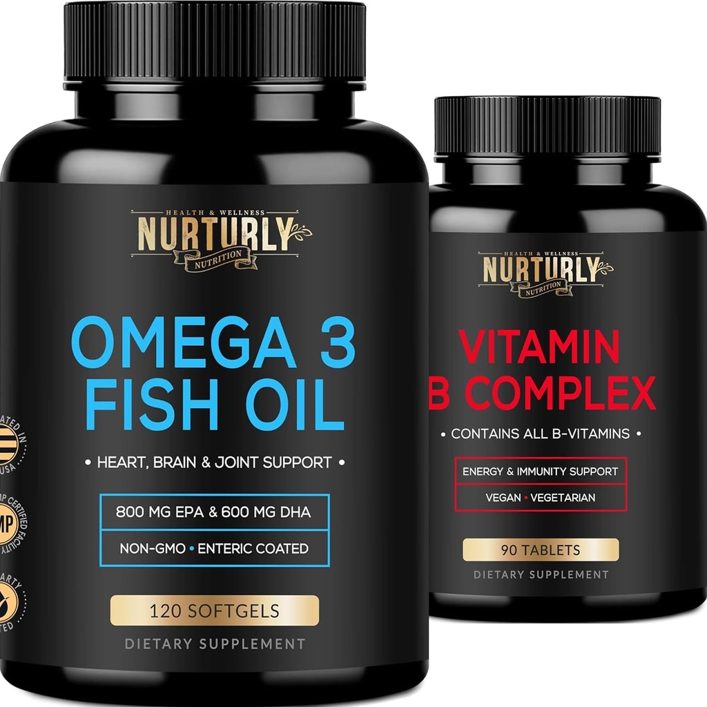 Vitamine B Complex en Omega 3 Visolie - B Vitaminen B1,B2,B3,B5,B6,B7,B9,B12 en Biotine 