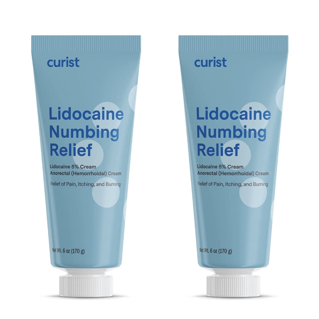 Cursist 5% Lidocaine Cream Maximale OTC Strength Topical Pain Relief OTC - 12 oz (pakket van 2) XL Tube 5 Procent Lidocaine Numbing Cream naar Numb Effectief (2 Pack - 6 oz Tube)