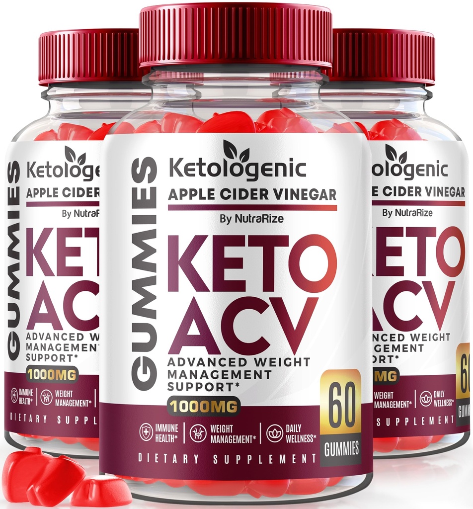 NutraRize (paquet de 3 Gommies Keto ACV kétogéniques avancées perte de poids, formule de détox, supplément de vinaigre de cidre de pomme (180 Gommies)