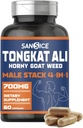 Tongkat Ali Supplement for Vitality-Tongkat Ali Extract with Horny Goat Weed, Oryzanol & Calostrum for Men, Man Supplement Horny Goat Weed Capsules for Hormone, Energy, Strength(60 Capsules)
