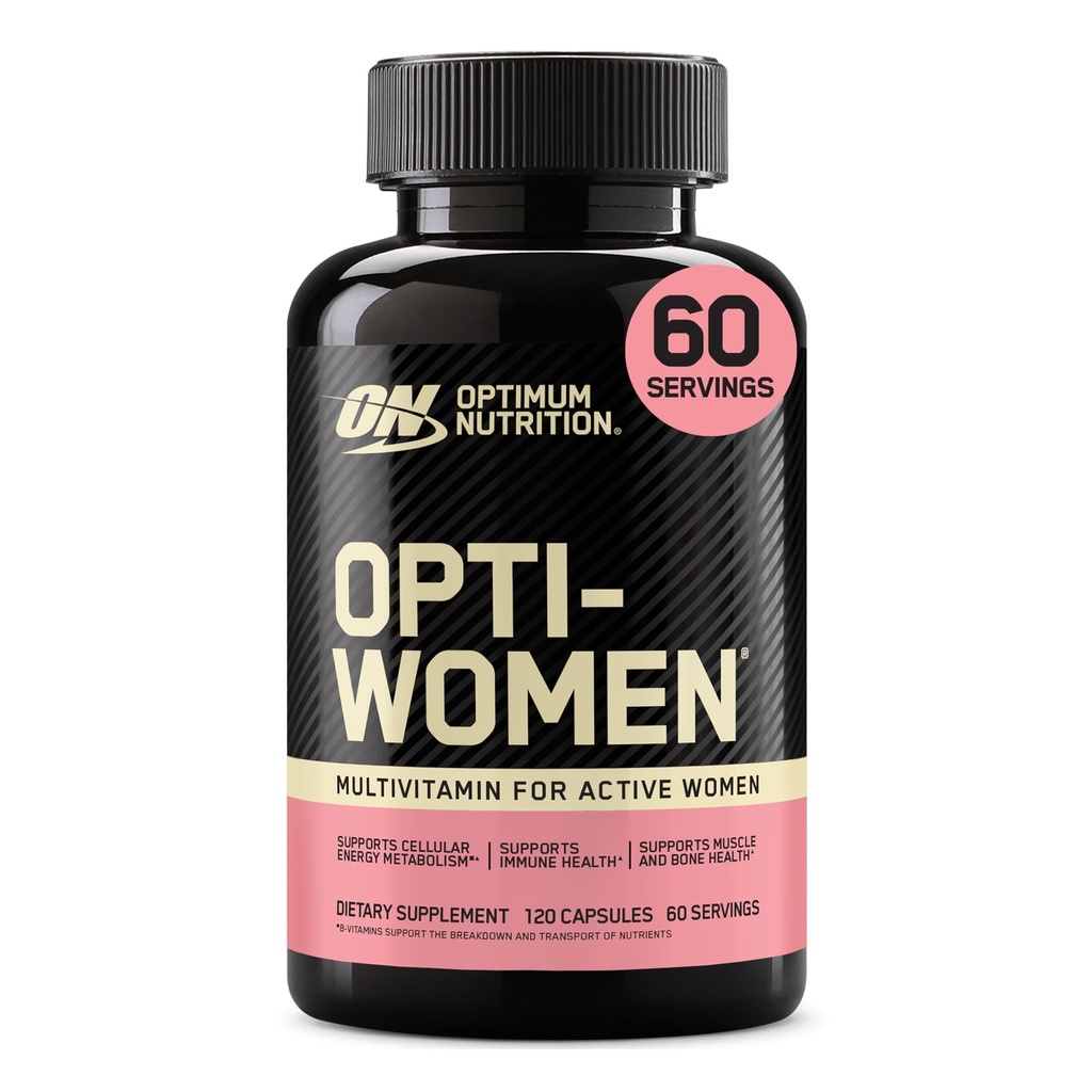 Optimum Nutrition Opti-Women Daily Multivitamin for Women, Immune Support Supplement with Iron, 60 Day Supply, 120 Count, (Packaging May Vary)