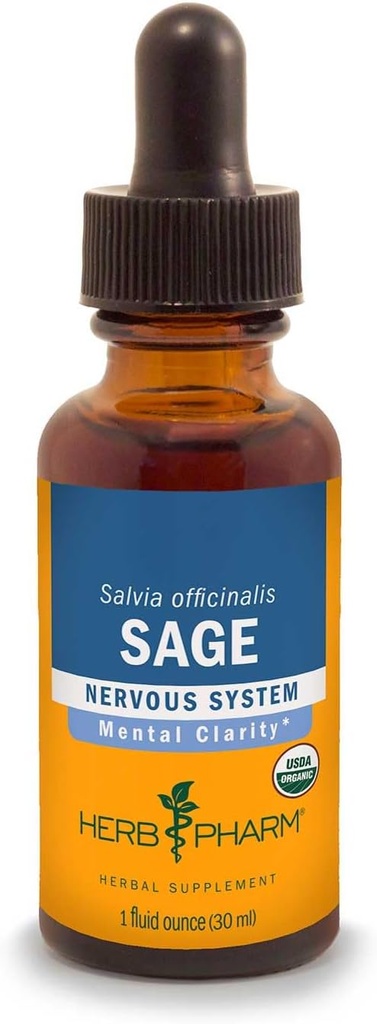 Herb Pharm Certified Biologische Salie Liquid Extract voor geestelijke helderheid ondersteuning - 4 Ounce