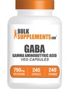 BulkSupplements.com Gamma Capsules d'acide aminobutyrique - supplément GABA, GABA 750mg - Vegan & Gluten Free, 1 Capsule par portion, 240 Compte (paquet de 1)