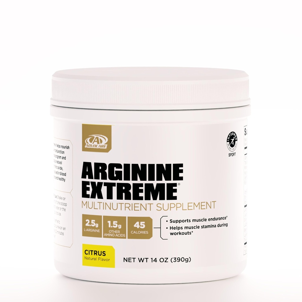 Advocare Arginine Extreme Multinutriënt Supplement - Pre-workout Aminozuren Supplement - Ondersteunt uithoudingsvermogen en duurzaamheid * - Inclusief vitamine B-12, L-Arginine & More - Citrus, 14 oz