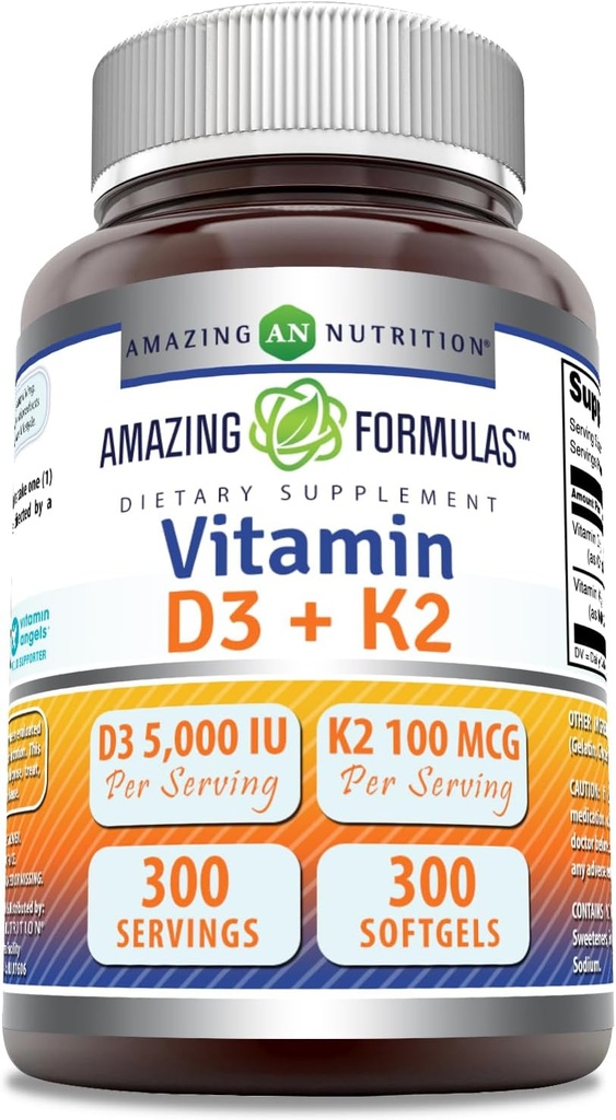 Verbazingwekkende formules Vitamine D3 5000 IE met vitamine K2 100 Mcg 