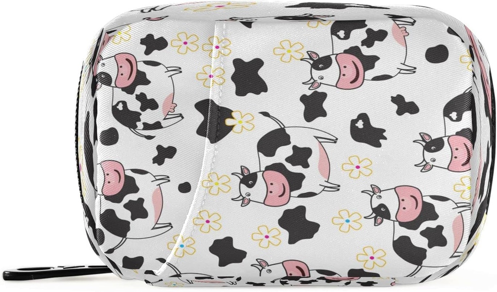 Plaaee Weekly Pill Organizer Case 7 Day Cute Cow Flower Portable Pill Box Bag Medicine Organizer Pillencontainer met rits voor reizen familiebedrijf Camping