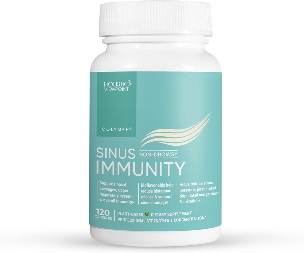 CoLymph® Sinus Immuniteit: kruidensupplement met quercetine, bromelaïne, berberine, brandnetel, natuurlijke ondersteuning voor Sinuscongestie, druk & irritatie, seizoensgebonden neus- en immuunverzorging, 120 Vegan Capsules