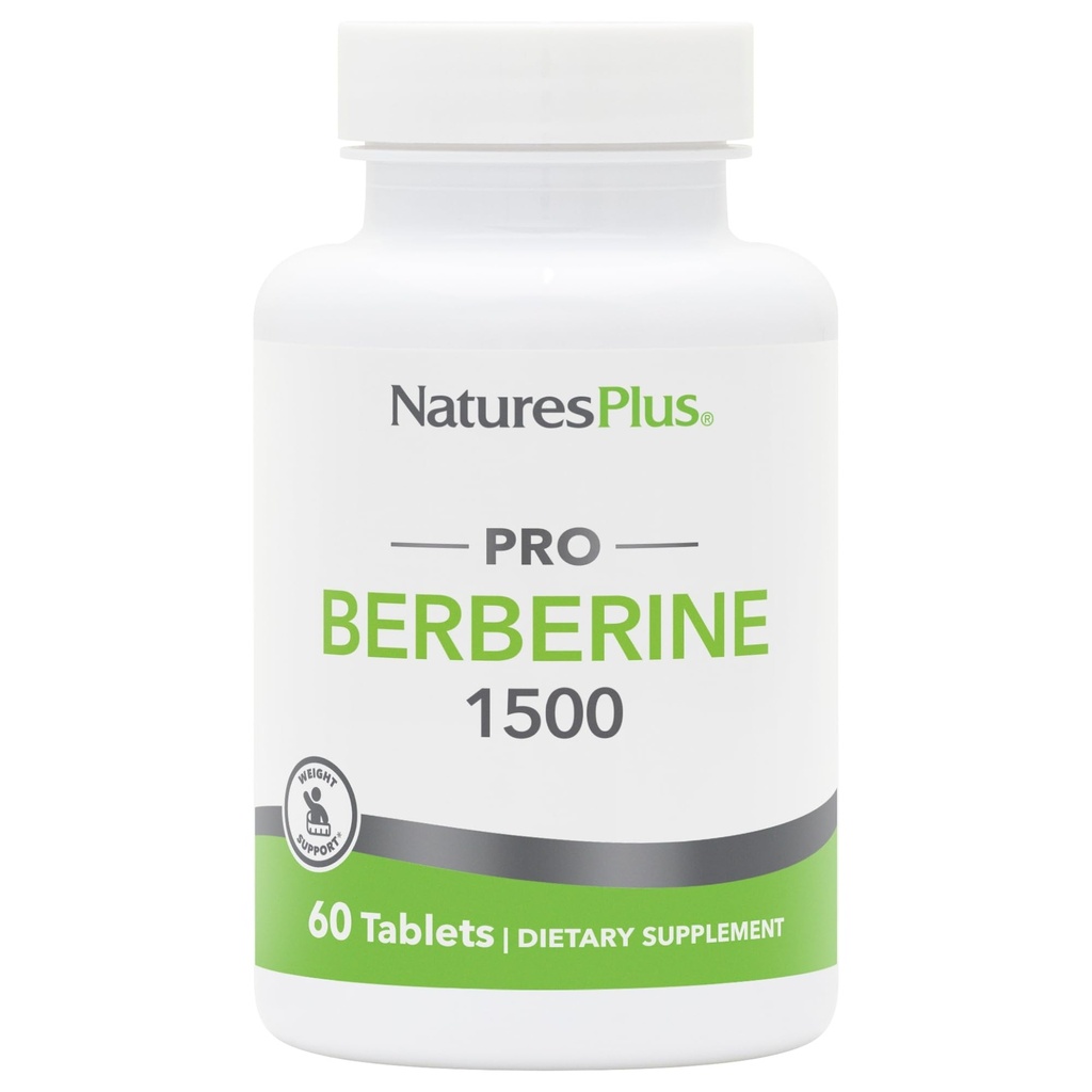Natures Plus PRO Berberine 1500 mg - 60 tabletten - Ondersteunt gezond metabolisme - Non-GMO, Veganistisch en glutenvrij - 30 porties