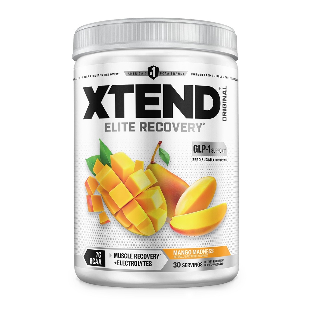 Xtend Original BCAA Powder, 7g BCAA's en 2.5g L-Glutamine voor spierherstel Hydratatie en Lean Muscle, Sugar Free Intra en Post Workout Drink met Electrolytes, Mango Madness, 30 Servers