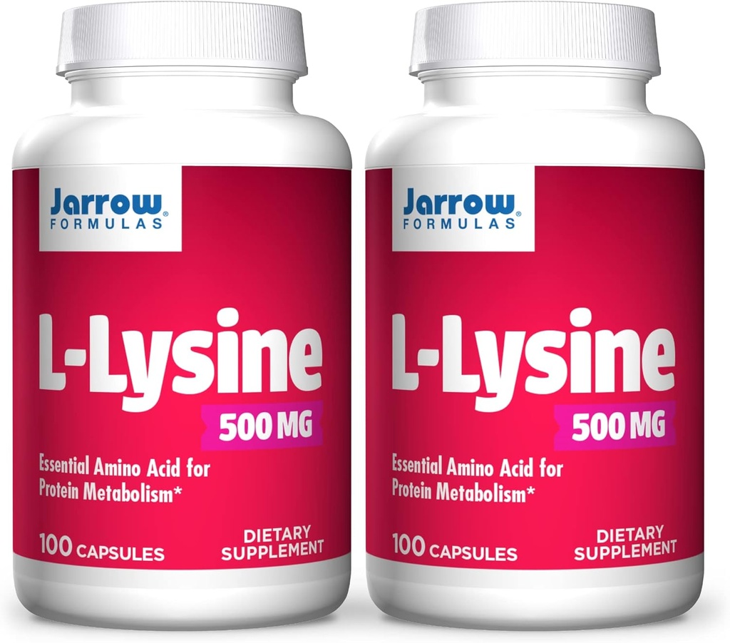 Jarrow Formules L-Lysine, Assists in Proteïne Metabolisme, 500 Mg, 100 Telling (Pack of 2)