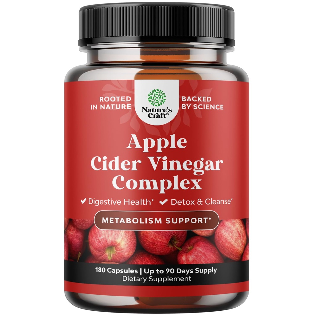 Reinigen Apple Cider Vinegar Capsules - ACV Diepe Reiniging en Ontgiftingspillen voor Gut en Digestieve Gezondheid met Slimming Cayenne - Extra sterkte ACV voor Honger Gut Reiniging en Volledige Lichaam Detox 180 Tel.