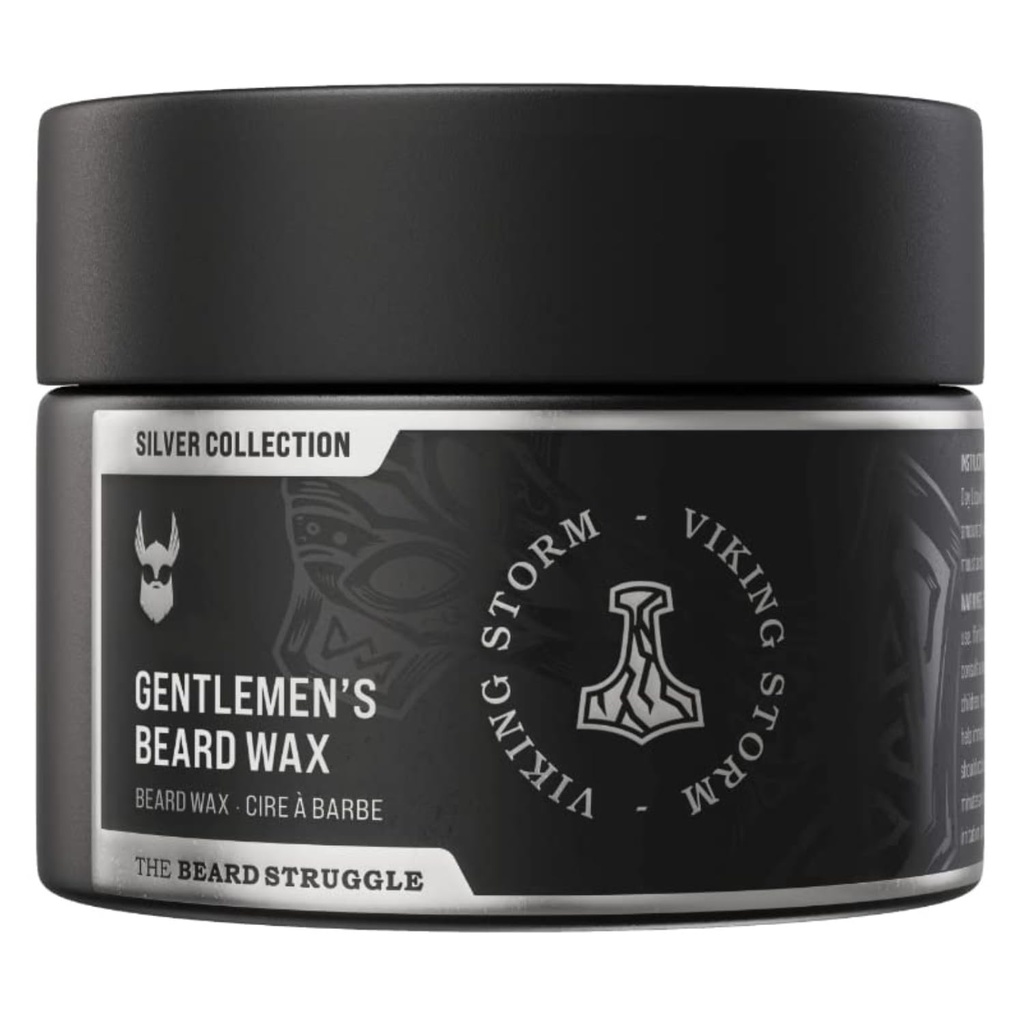 Herenbaard & snor Wax voor mannen door baard Struggle - Vikingbaard Wax Helpt om Tame Style & Groom - Silver Collection, Viking Storm - Moustache Wax, 50g / 1,76 US.oz.