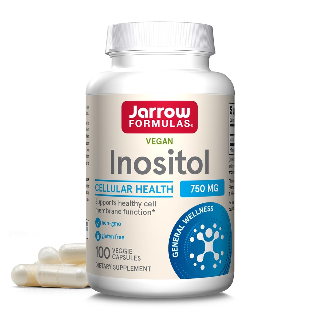 Jarrow Formulas® Inositol 750 mg, Dieetsupplement, Leverondersteuning voor Cellular Health en Algemene Wellness, 100 Veggie Capsules, Tot een 100 dagen durende levering