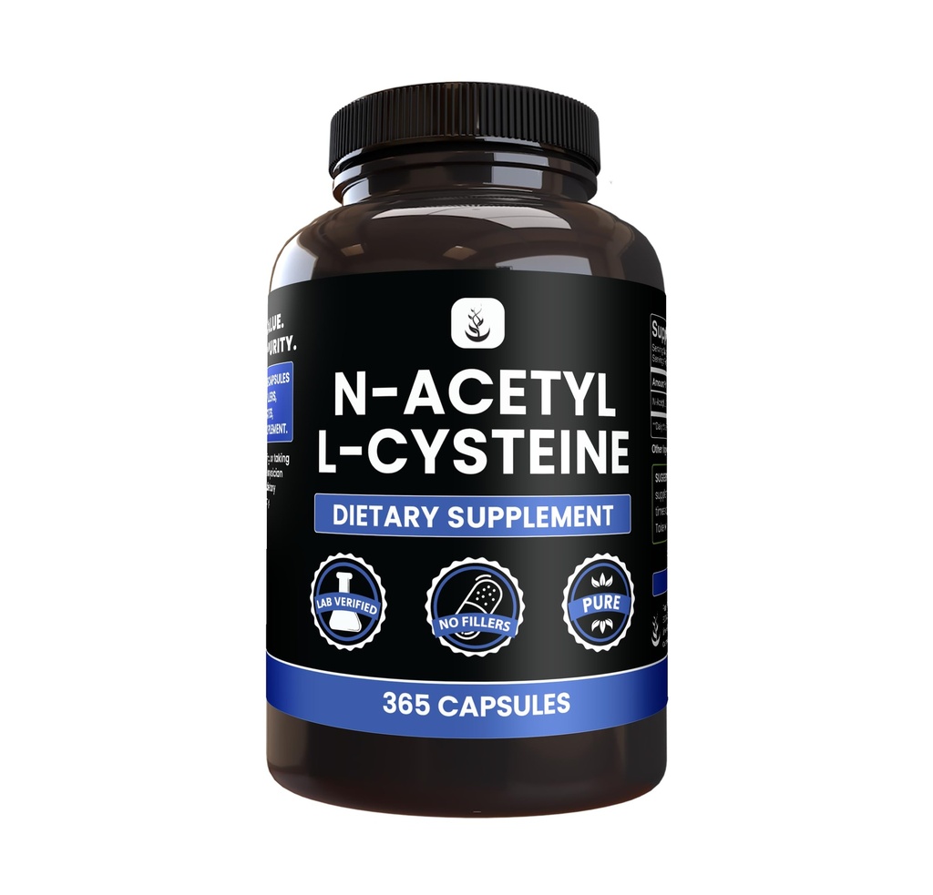 PURE ORIGINEEL INGREDIËNTEN N-Acetyl L-Cysteine (365 capsules) Geen Magnesium of rijstvullers, altijd zuiver, lab geverifieerd