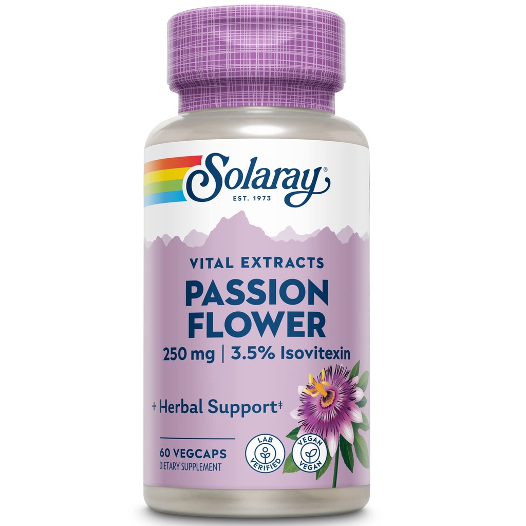 Supplément d'extrait de fleur de passion de Solaray, 250 mg