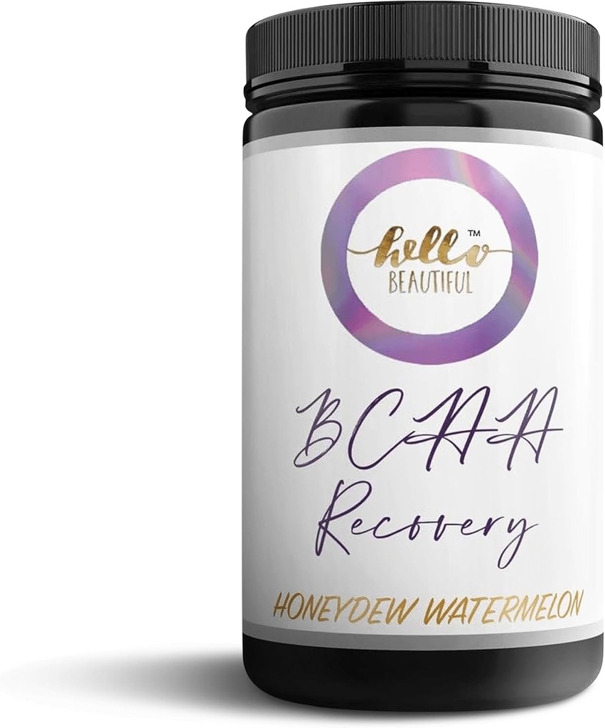 Hello Beautiful BCAA Recovery Powder - Vitamine B-66 L-Glutamine Pre & Post Workout Muscle Recovery & Muscle Builder Drink Supplement for Women (Honeydew Watermeloen)