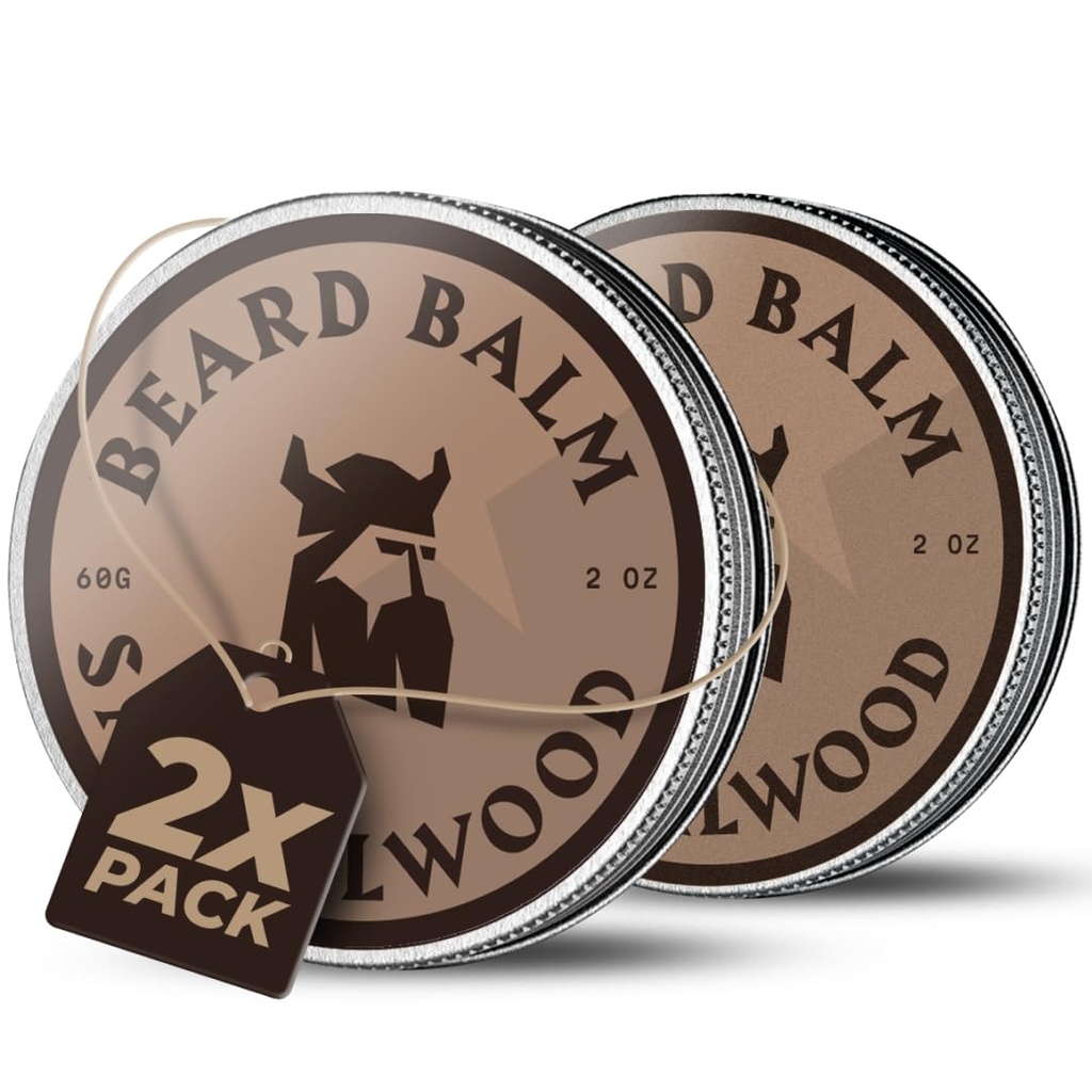 Opvallende Viking Baard Balsem voor mannen - Vertrek in Baard Conditioner - Styling Balsem gemaakt met natuurlijk Afgeleide Baard Butter, Argan & Jojoba Oils (4 Ounce (Pack of 2, Sandalwood)