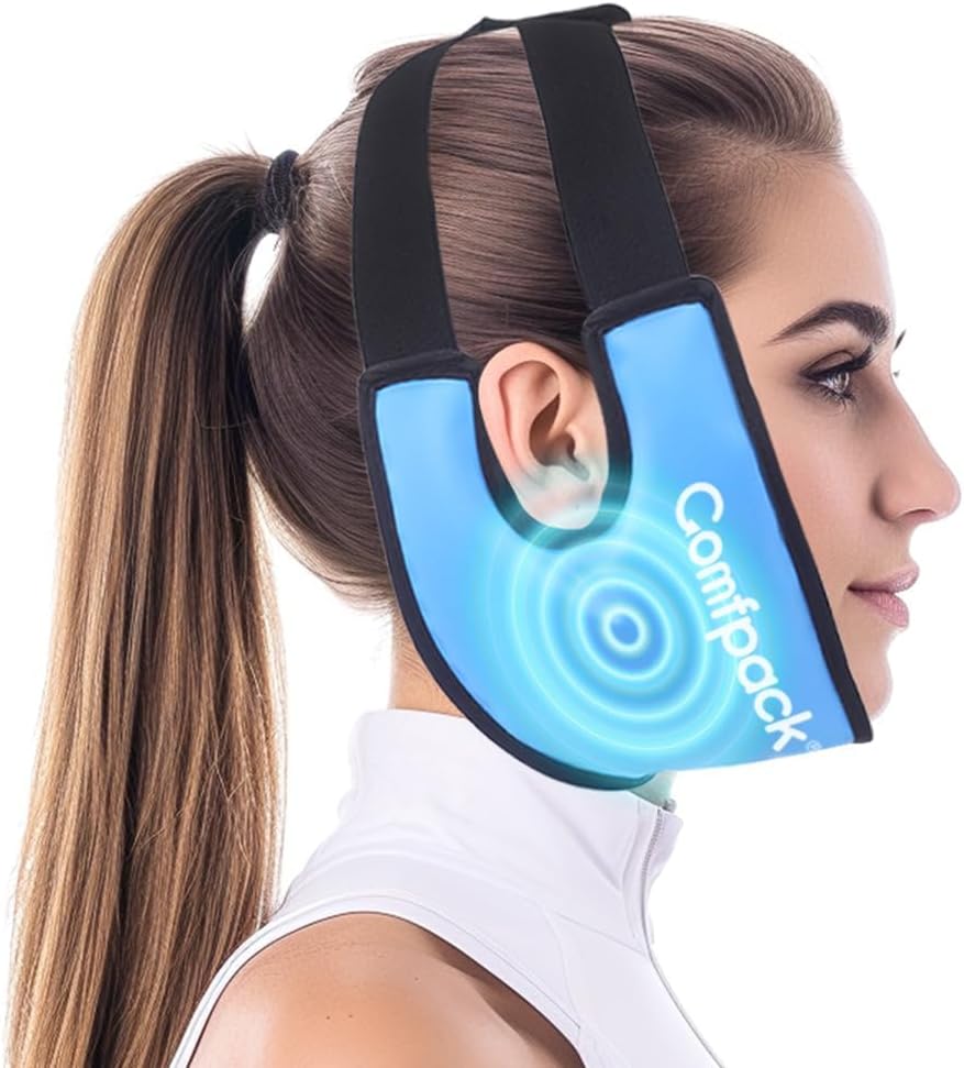 Wijsheid Tanden Ice Pack Head Wrap met oorgat ontwerp, FSA in aanmerking komende, zachte gezicht ijs Pack Herbruikbare Gel warme koude therapie voor TMJ pijnverlichting, orale chirurgie, gezicht zwelling, tonsillectomie herstel