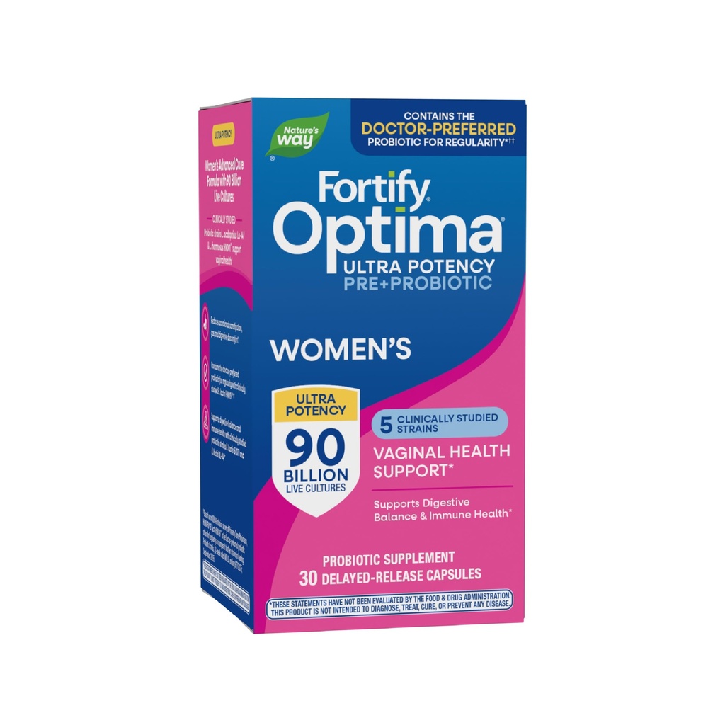 Nature's Way Fortify Optima Probiotic for Women, Ultra Potency Probiotic for Vaginanal Health*, 90 Miljard Live Cultures, Supports Digestief Balance and Immune Health*, 30 Capsules (Verpakking mei Vary)
