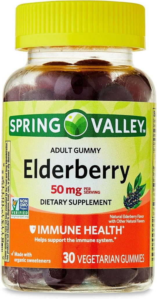 IKJ Vlierbessen Immune Gezond Dieetsupplement Vegetarische Gummies, 50 mg, 30 Tellen