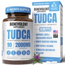 2000mg Supplément TUDCA avancé - Max Absorption TUDCA Sels Biles avec 4:1 Thistle de lait et probiotiques - Supports foie Détox et nettoyage, Gallbladder, Gut et santé rénale - 90 Capsules Vegan