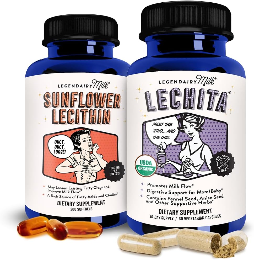 Lait légendaire Lécithine de tournesol + Lechita - Suppléments d'allaitement pour l'augmentation de l'offre de lait et les sucettes de lait enrobées - Supplément d'allaitement pour le flux de lait et stimuler la production de lait
