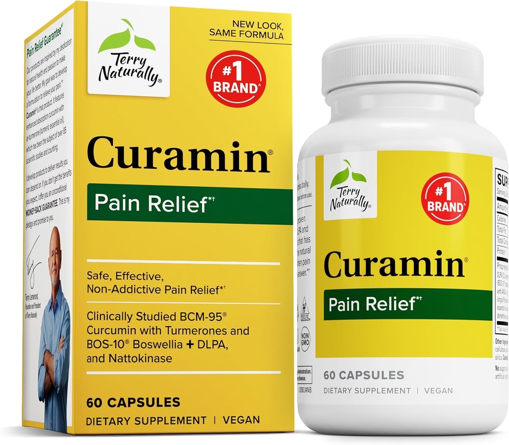 Terry Natuurlijk Curamin - Curcumin Supplement voor Circulatie & Endorphin Ondersteuning - Ondersteuning voor Occasional Ongemak - Aids gezonde spieren - 60 capsules